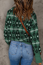 Load image into Gallery viewer, Geometric Print Quarter-Zipper Sweater
