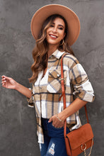 Load image into Gallery viewer, Plaid Curved Hem Dropped Shoulder Shirt Jacket
