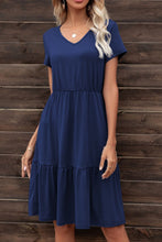 Load image into Gallery viewer, V-Neck Short Sleeve Tiered Dress
