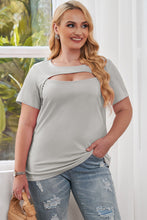 Load image into Gallery viewer, Plus Size Cutout Round Neck Short Sleeve Tee
