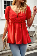 Load image into Gallery viewer, Notched Neck Smocked Babydoll Top
