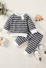 Load image into Gallery viewer, Baby Striped Decorative Button Top and Joggers Set
