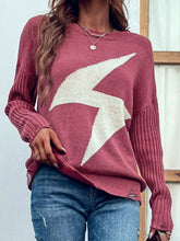 Load image into Gallery viewer, Graphic Distressed Dropped Shoulder Sweater
