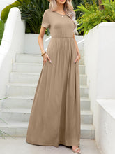 Load image into Gallery viewer, Round Neck Short Sleeve Maxi Dress with Pockets
