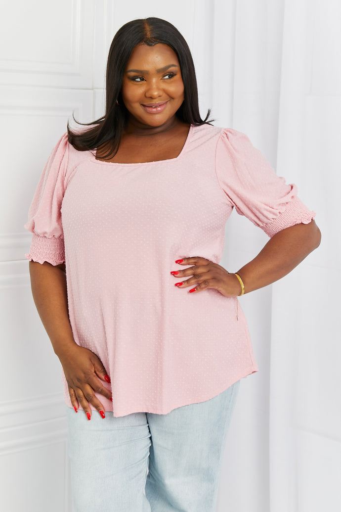 Celeste Blooming Full Size Puff Sleeve Square Top