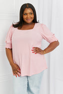 Celeste Blooming Full Size Puff Sleeve Square Top