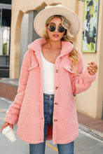 Load image into Gallery viewer, Button Front Curved Hem Longline Teddy Jacket
