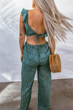 Load image into Gallery viewer, Applique Ruffled Cutout Tied Jumpsuit
