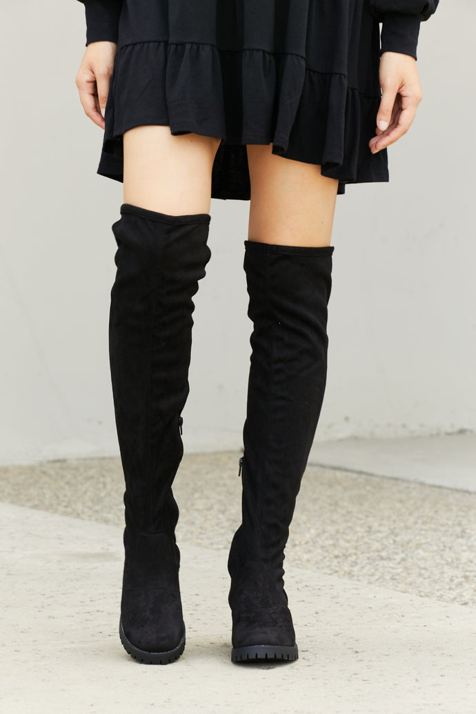 Deana Knee High & Sky High Ties Boots In Black DIBS DEANA