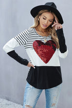 Load image into Gallery viewer, Red Heart Sequins Striped Top

