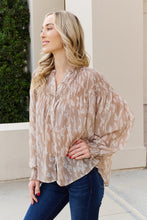 Load image into Gallery viewer, Mine and E&amp;M Full Size Printed Button Down Smocked Lantern Sleeve Blouse
