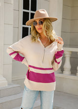 Load image into Gallery viewer, Striped Half-Zip Collared Sweater
