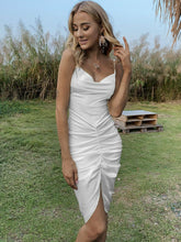 Load image into Gallery viewer, Ruched Tulip Hem Spaghetti Strap Dress
