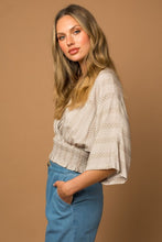Load image into Gallery viewer, Gilli Chevron Smocked Cropped Peplum Top
