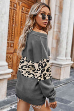 Load image into Gallery viewer, Leopard Print Color Block V-Neck Sweater
