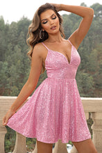 Load image into Gallery viewer, Sweetheart Neck Contrast Sequin Sleeveless Dress
