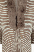 Load image into Gallery viewer, Striped Faux Fur Trim Open Front Cardigan
