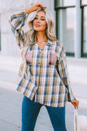 Plaid Raw Hem Button-Up Shirt