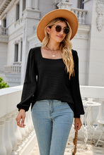 Load image into Gallery viewer, Waffle-Knit Puff Sleeve Square Neck Top
