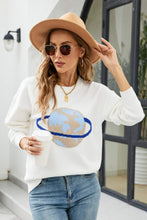 Load image into Gallery viewer, Earth Graphic Round Neck Dropped Shoulder Sweater
