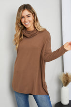 Load image into Gallery viewer, Zenana Full Size Slit High-Low Funnel Neck Top in Mocha
