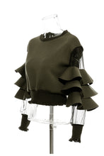 Load image into Gallery viewer, GAWQO Layered Ruffle Mesh Sleeve Spliced Top
