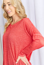 Load image into Gallery viewer, Zenana V-Neck Dropped Shoulder Slit Top in Ruby
