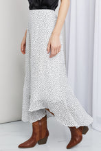 Load image into Gallery viewer, Zenana Polka Dot Ruffle Hem Midi Skirt in Ivory/Black
