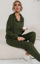 Load image into Gallery viewer, Snap Collar Top and Lounge Pants Set
