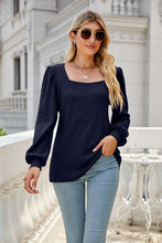 Load image into Gallery viewer, Waffle-Knit Puff Sleeve Square Neck Top
