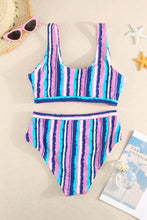 Load image into Gallery viewer, Multicolor Striped Scoop Neck Tankini Set
