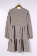 Load image into Gallery viewer, Ribbed Round Neck Long Sleeve Tiered Mini Dress
