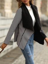 Load image into Gallery viewer, Houndstooth Contrast Waterfall Collar Jacket
