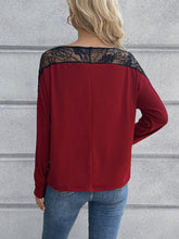 Load image into Gallery viewer, Lace Long Sleeve Round Neck Tee
