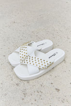 Load image into Gallery viewer, Forever Link Studded Cross Strap Sandals in White

