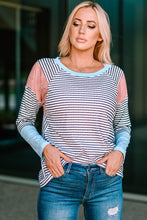 Load image into Gallery viewer, Striped Round Neck Long Raglan Sleeve Tee
