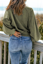 Load image into Gallery viewer, Quarter-Snap Collared Lantern Sleeve Sweatshirt
