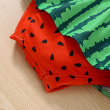 Load image into Gallery viewer, Baby Girl Watermelon Print Bow Cropped Top and Skort Set
