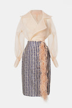 Load image into Gallery viewer, Dream Architect Sheer Tie Waist Lapel Collar Outwear
