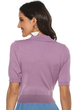 Load image into Gallery viewer, Buttoned Collared Neck Short Sleeve Knit Top
