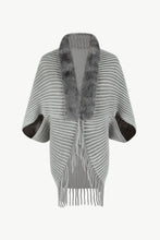 Load image into Gallery viewer, Striped Faux Fur Trim Open Front Cardigan
