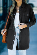 Corduroy Button Down Longline Shirt Jacket