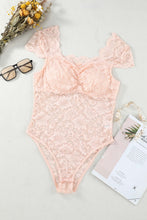 Load image into Gallery viewer, Ruched Sweetheart Neck Lace Bodysuit
