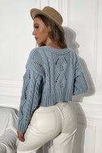 Load image into Gallery viewer, Eyelet Cable-Knit Tie Front Cardigan
