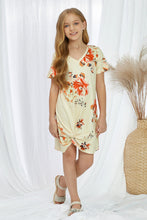 Load image into Gallery viewer, Girls Floral V-Neck Twisted Dress

