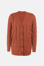 Load image into Gallery viewer, Cable-Knit Button Down V-Neck Cardigan
