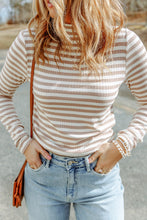 Load image into Gallery viewer, Double Take Striped Mock Neck Long Sleeve Top
