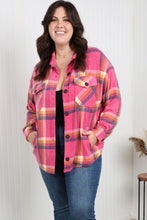 Load image into Gallery viewer, Zenana Pumpkin Spice Full Size Plaid Shacket in Fuchsia
