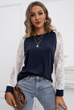 Load image into Gallery viewer, Lace Long Sleeve Contrast  Top
