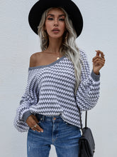 Load image into Gallery viewer, Striped Horizontal Ribbing Scoop Neck Sweater
